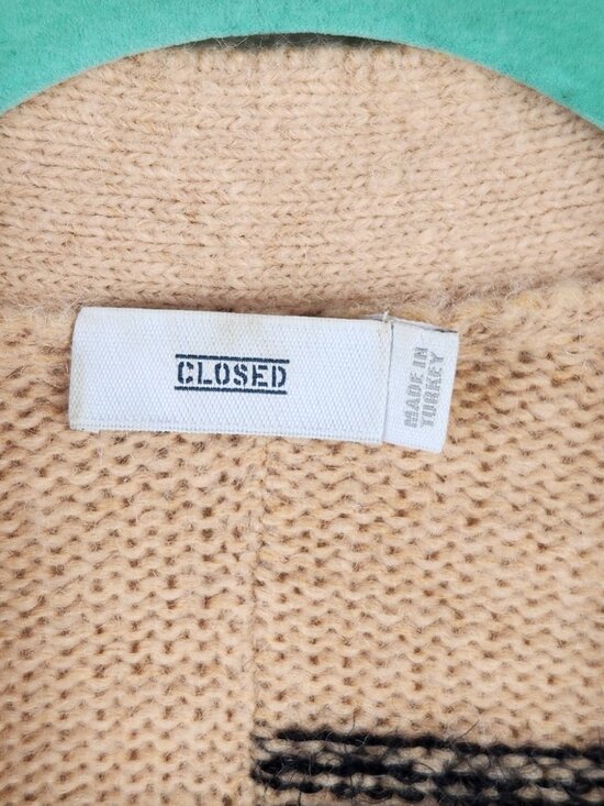 Closed Alpaca Wool Oversized Chunky Knit Striped Cardigan Sweater XS - Picture 11 of 14